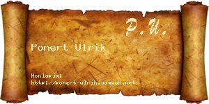 Ponert Ulrik névjegykártya